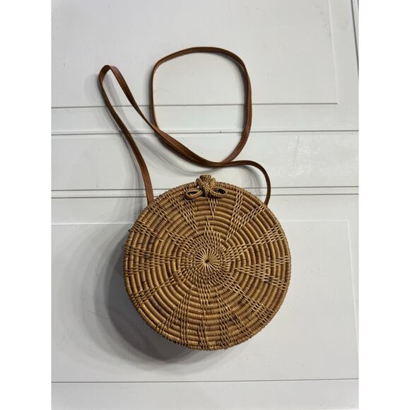 Round Rattan Straw Bag Wicker Purse Boho Bag for Women Cross Body Cottagecore - Picture 1 of 6